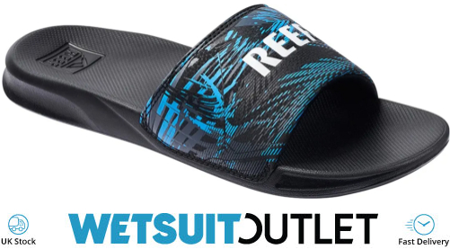 2023 Reef Mens One Slider Flip Flops CI7076 Black Faded Palm